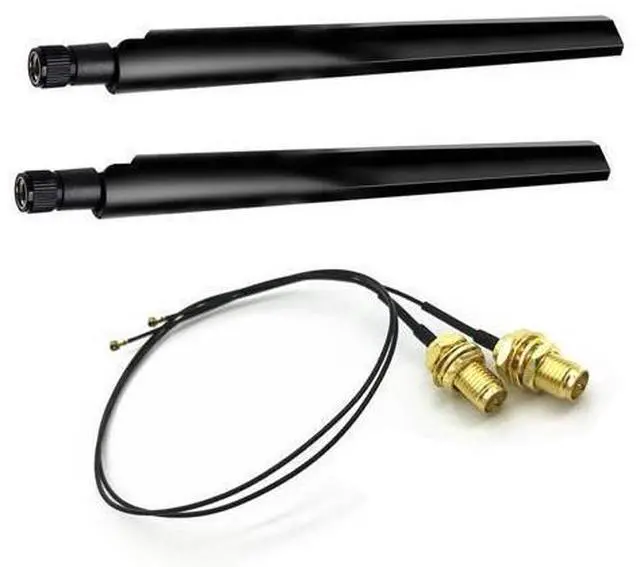 Main image of For 2 x 6dBi Dual Band M.2 Antenna Cable to RP-SMA Wifi Antenna Set for BE200 AX210 AX200 9260 9560 8265 NGFF M.2 Card