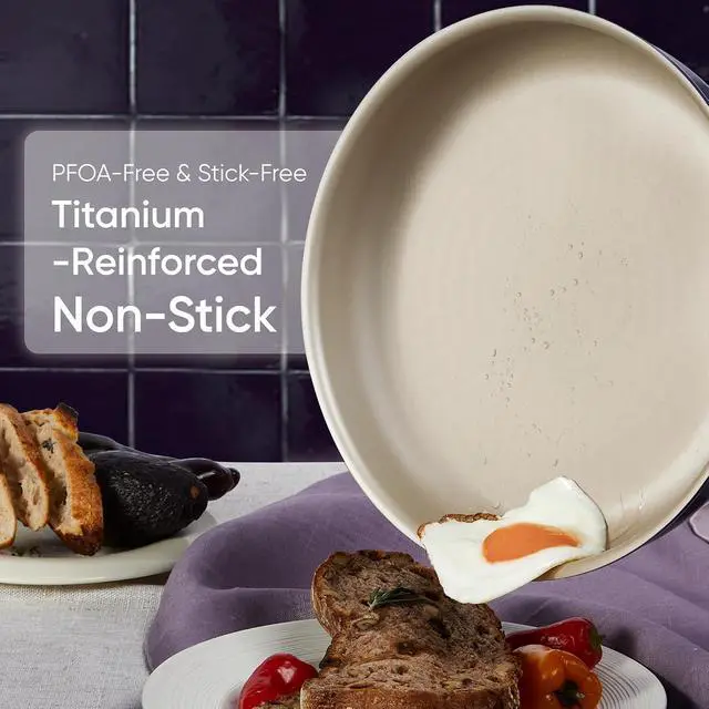 Alt view image 3 of 7 - CAROTE 19 Pcs Pots and Pans Set, Nonstick Cookware Sets with Detachable Handle, Purple Dishwasher Safe, Oven Safe, Cookware Non Stick Cooking Set w/Frying Pans & Saucepans(PFOS, PFOA Free)