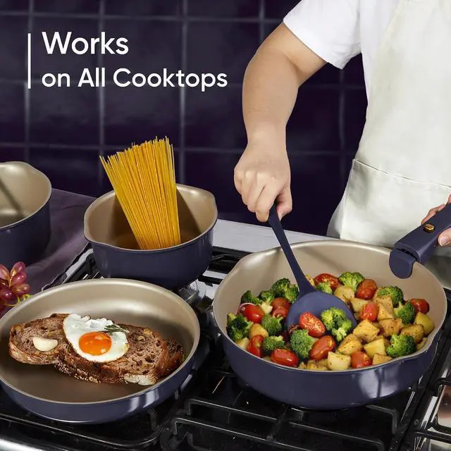Alt view image 6 of 7 - CAROTE 19 Pcs Pots and Pans Set, Nonstick Cookware Sets with Detachable Handle, Purple Dishwasher Safe, Oven Safe, Cookware Non Stick Cooking Set w/Frying Pans & Saucepans(PFOS, PFOA Free)
