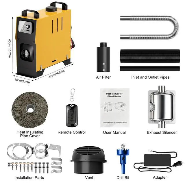Alt view image 2 of 7 - 8KW Diesel Heater, Portable Diesel Air Heater, All in One Fast Heating with LCD Control, Automatic Altitude Adjustment, for Vehicles and Outdoors