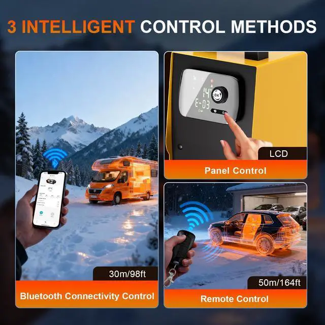 Alt view image 3 of 7 - 8KW Diesel Heater, Portable Diesel Air Heater, All in One Fast Heating with LCD Control, Automatic Altitude Adjustment, for Vehicles and Outdoors