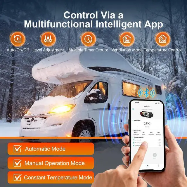 Alt view image 4 of 7 - 8KW Diesel Heater, Portable Diesel Air Heater, All in One Fast Heating with LCD Control, Automatic Altitude Adjustment, for Vehicles and Outdoors