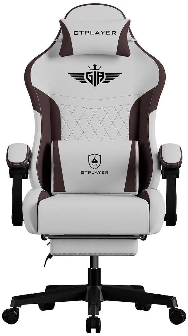 Main image of Gaming Chair, Video Game Chairs with Footrest and Lumbar Support, Computer Chair for Adults with Extended Backrest, Ergonomic Reclining Silla Gamer, Fabric, Brown