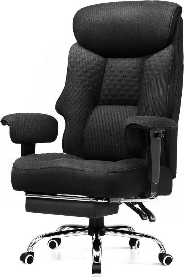Main image of Big and Tall Office Chair, High Back Computer Gaming Chair with Ergonomic Lumbar Support &Pocket Spring Cushion for Lower Back Pain Relief, Fabric Executive Chair with Foot Rest, Black