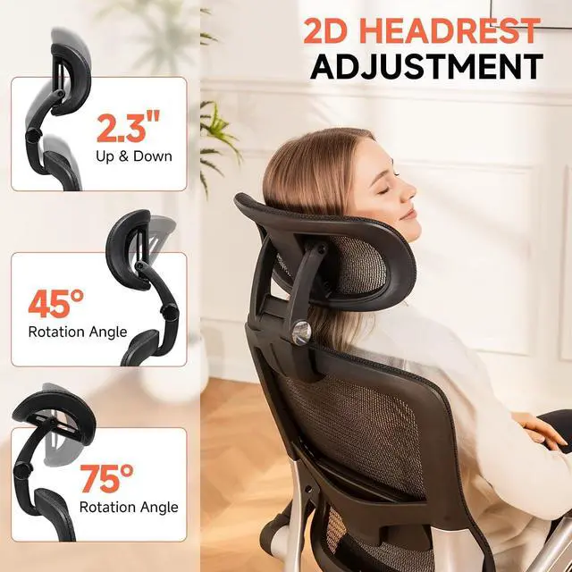 Alt view image 4 of 7 - Big and Tall Ergonomic Mesh Office Chair, High Back Home Desk Chair Computer Gaming Chair with Headrest, Flip-Up Arms, 90-125° Tilt Lock and Wide Cushion, Task Chair for Man Woman-Deep Black