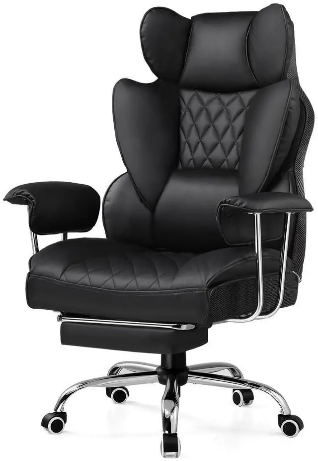 Main image of Gaming Chair,Office Chair with Pocket Spring Lumbar Support, Ergonomic Comfortable Wide Office Desk Computer Chair with Outward Fixed Soft Armrests and Footrest (PU Leather, Black)