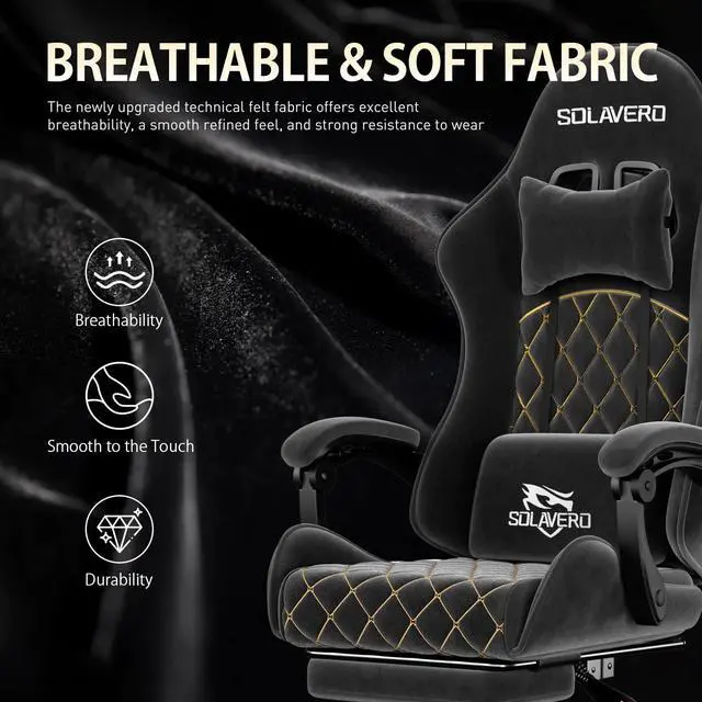 Alt view image 5 of 7 - Massage Recliner Gaming Chair with Footrest for Adults, Black | 300lbs Capacity, Ergonomic Office Computer Chair, Lumbar Support, Breathable Fabric, Headrest, 360° Swivel, Metal Frame