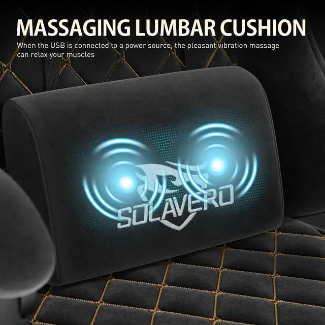 Alt view image 6 of 7 - Massage Recliner Gaming Chair with Footrest for Adults, Black | 300lbs Capacity, Ergonomic Office Computer Chair, Lumbar Support, Breathable Fabric, Headrest, 360° Swivel, Metal Frame