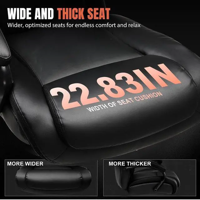 Alt view image 3 of 7 - Big and Tall Office Chair 500lbs Executive Chair Heavy Duty Extra Wide Seat, High Back Ergonomic Computer Chair Large Comfy Desk Chair Tilt Rock Adjustable Headrest