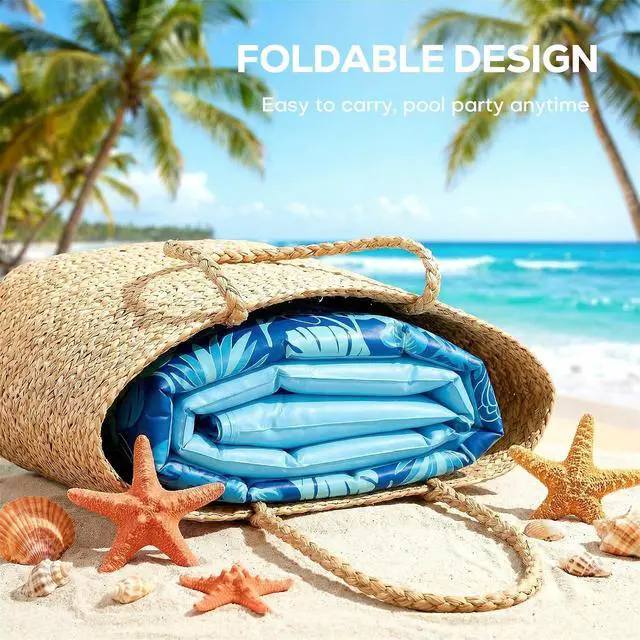 Alt view image 7 of 7 - 75''×51'' Inflatable Tanning Pool Lounger Float, Pool Floats Adult 6 in 1 Suntan Tub Raft Floatie with Cup Holder & Removable Pillow, Tanning Bed for Sunbathing, Summer Party and Family Fun