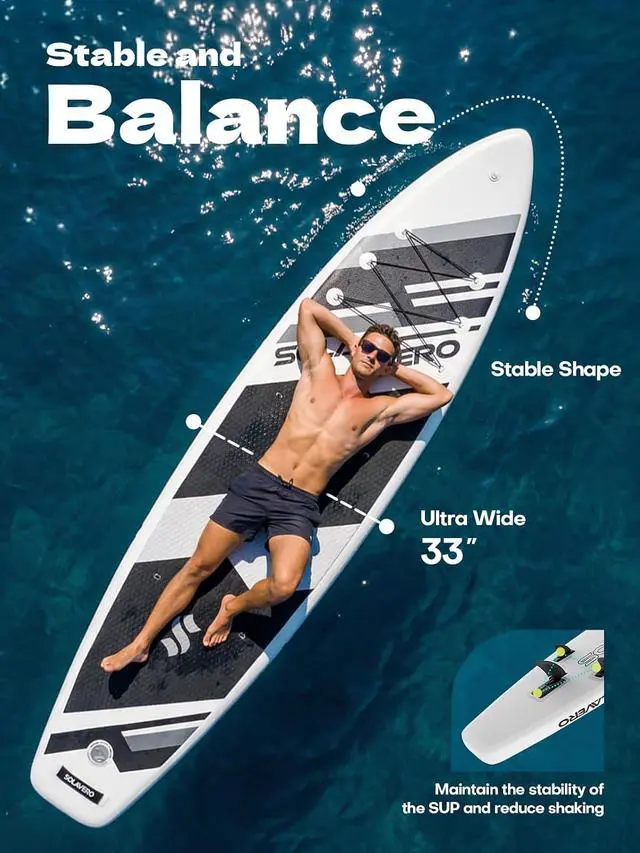 Alt view image 5 of 7 - Stand Up Paddle Board, 11 Inflatable SUP Supports 500LB - Wide Stable Board with Non-Slip EVA Deck for Adults & Youth of All Skill Levels