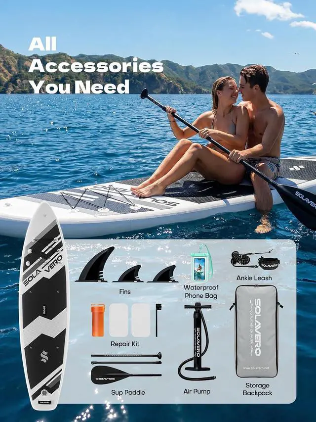 Alt view image 7 of 7 - Stand Up Paddle Board, 11 Inflatable SUP Supports 500LB - Wide Stable Board with Non-Slip EVA Deck for Adults & Youth of All Skill Levels