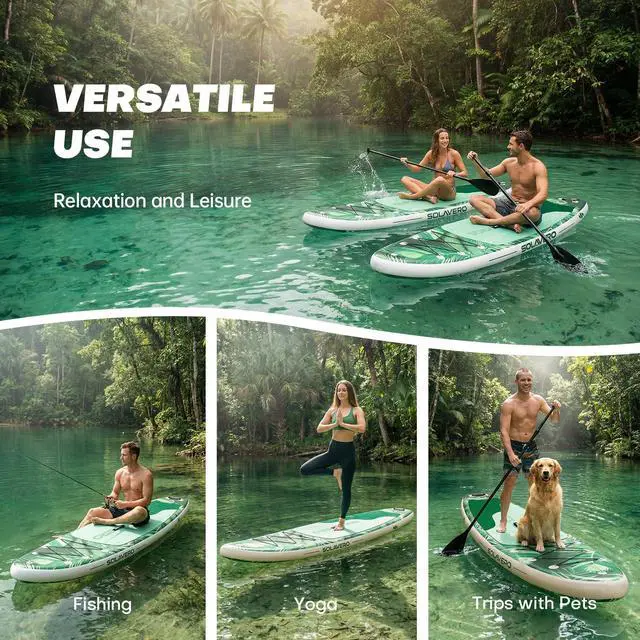 Alt view image 6 of 7 - Stand Up Paddle Board, 11 Inflatable SUP Supports 500LB - Wide Stable Board with Non-Slip EVA Deck for Adults & Youth of All Skill Levels