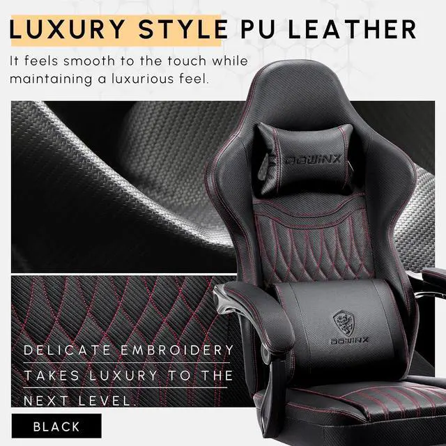 Alt view image 3 of 7 - LS-665TE7A Gaming Chair Breathable PU Leather Gamer Chair with Pocket Spring Cushion, Ergonomic Computer Chair with Massage Lumbar Support,Adjustable Swivel Task Chair with Footrest