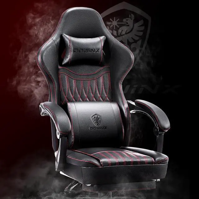 Alt view image 7 of 7 - LS-665TE7A Gaming Chair Breathable PU Leather Gamer Chair with Pocket Spring Cushion, Ergonomic Computer Chair with Massage Lumbar Support,Adjustable Swivel Task Chair with Footrest