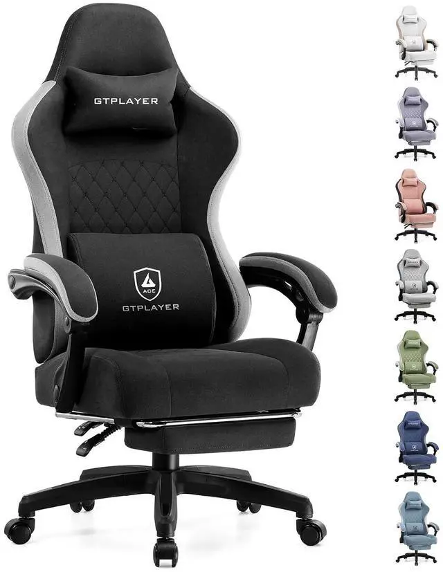 Main image of Gaming Chair, Computer Office Chair with Pocket Spring Cushion, Linkage Armrests and Footrest, High Back Ergonomic Computer Chair with Lumbar Support Task Chair with Footrest(Black)