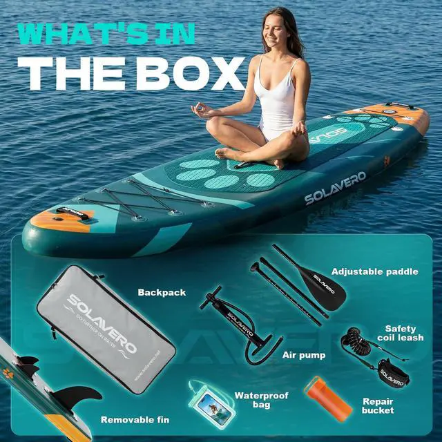 Alt view image 7 of 7 - 11'6" Inflatable Stand Up Paddle Board Supports 550 lbs - Extra Wide Stable Design with Non-Slip EVA Deck, SUP with Premium Accessories for Adults & Youth for Lake River Ocean