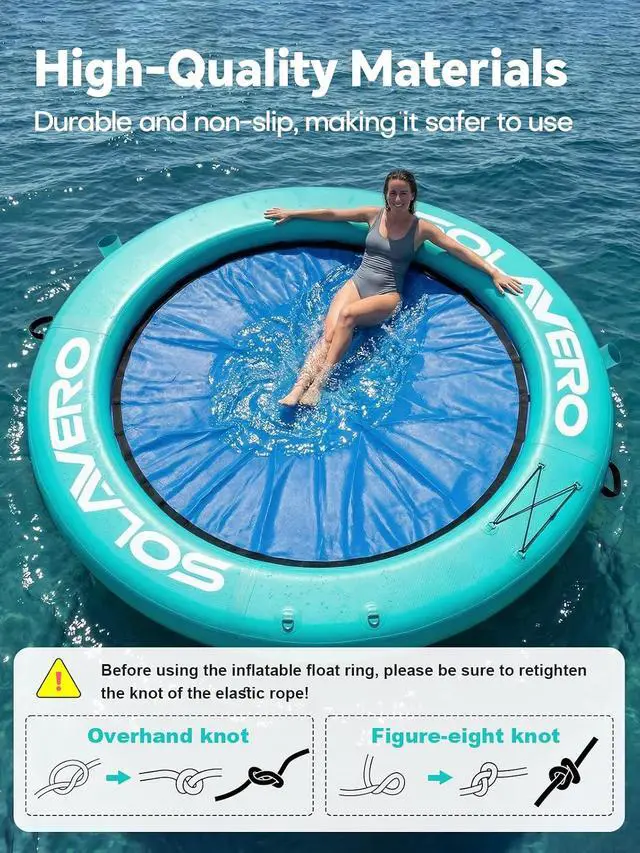 Alt view image 6 of 7 - Floating Water Hammock 8FT Inflatable Pool Lounge | Heavy Duty Round Raft with Cup Holder for Lake Ocean, Durable Floating Platform for Swimming Parties