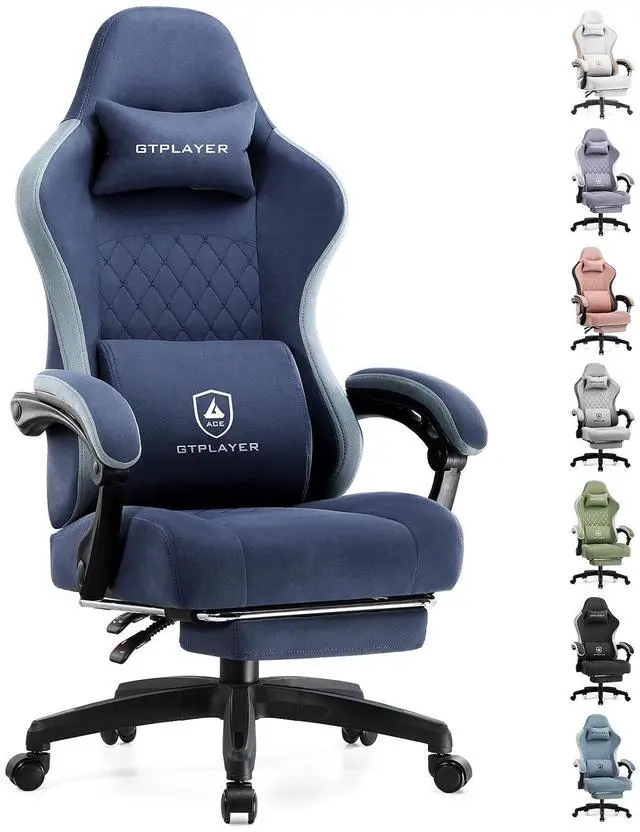 Main image of Gaming Chair, Computer Office Chair with Pocket Spring Cushion, Linkage Armrests and Footrest, High Back Ergonomic Computer Chair with Lumbar Support Task Chair with Footrest(Blue)