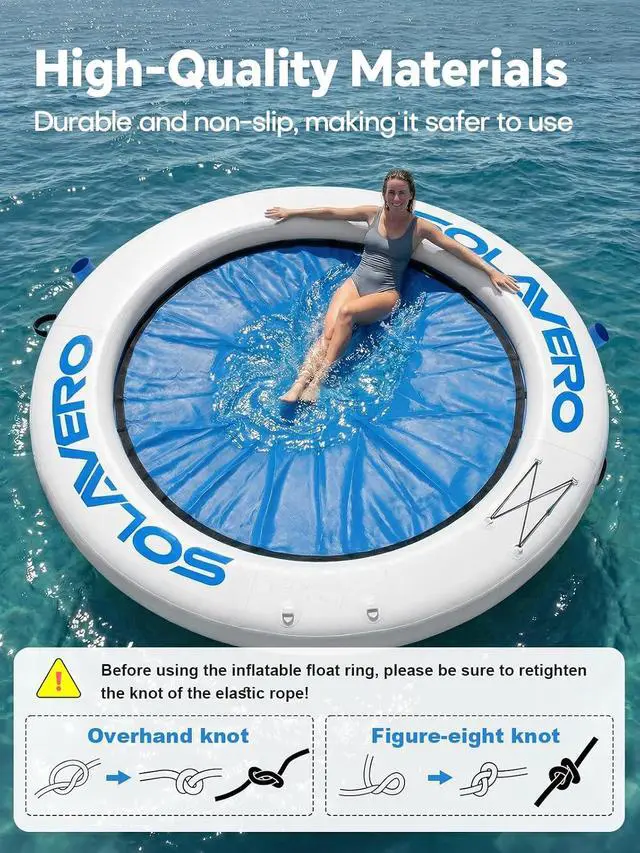 Alt view image 6 of 6 - Floating Water Hammock 8FT Inflatable Pool Lounge | Heavy Duty Round Raft with Cup Holder for Lake Ocean, Durable Floating Platform for Swimming Parties