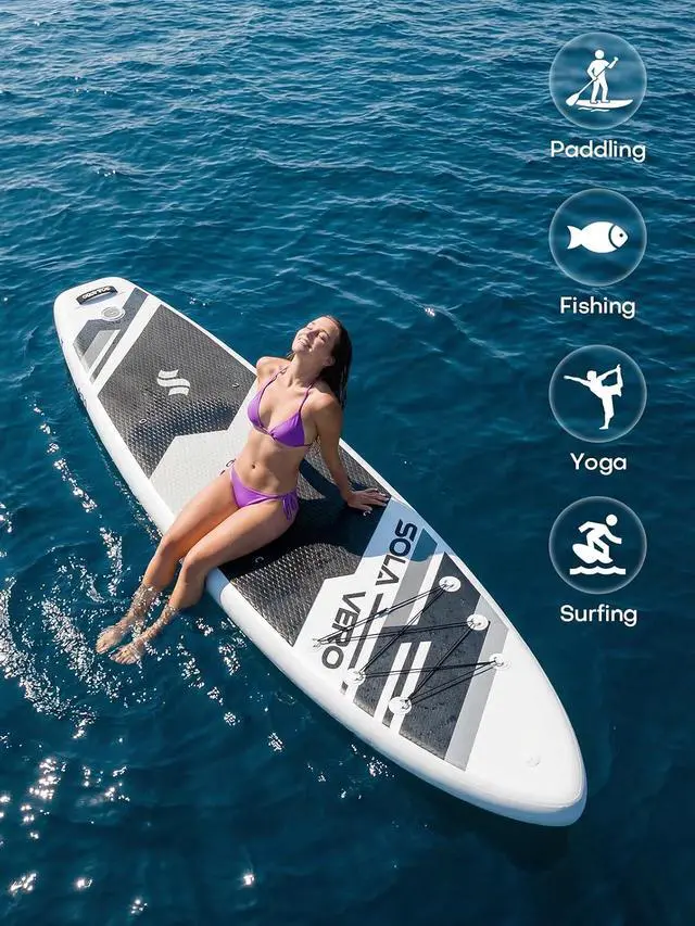 Alt view image 6 of 7 - Stand Up Paddle Board, 11 Inflatable SUP Supports 500LB - Wide Stable Board with Non-Slip EVA Deck for Adults & Youth of All Skill Levels