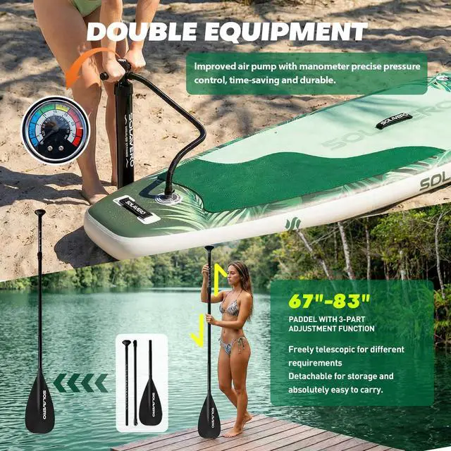 Alt view image 4 of 7 - Stand Up Paddle Board, 11 Inflatable SUP Supports 500LB - Wide Stable Board with Non-Slip EVA Deck for Adults & Youth of All Skill Levels