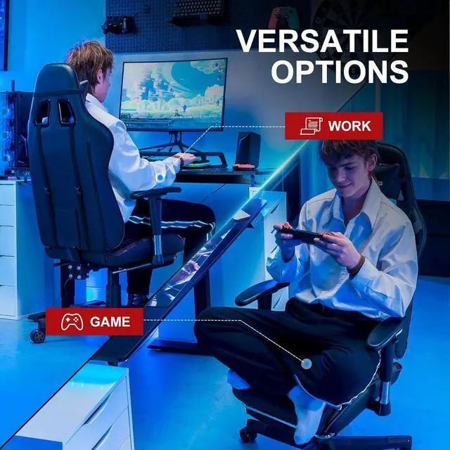 Alt view image 3 of 6 - Gaming Chair with Footrest, Ergonomic Computer Game Desk Chair, Recline Gaming Chair Seat Height Adjustment, Swivel Rocker with Headrest and Lumbar (Camouflage)
