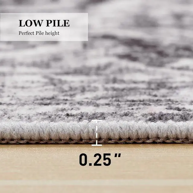 Alt view image 3 of 6 - 5'x7' Area Rugs for Living Room, Machine Washable Rugs Vintage Area Rug for Bedroom Dining Room Dorm Office with Non-Slip Backing, Stain Resistant Non-Shed Carpet