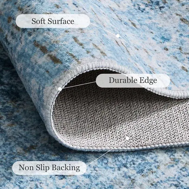 Alt view image 3 of 5 - 8'x10' Area Rugs for Living Room, Machine Washable Abstract Distressed Rugs Indoor Neutral Carpet Rugs for Bedroom Dining Room Office with Non-Slip Backing, Stain Resistant Non-Shed