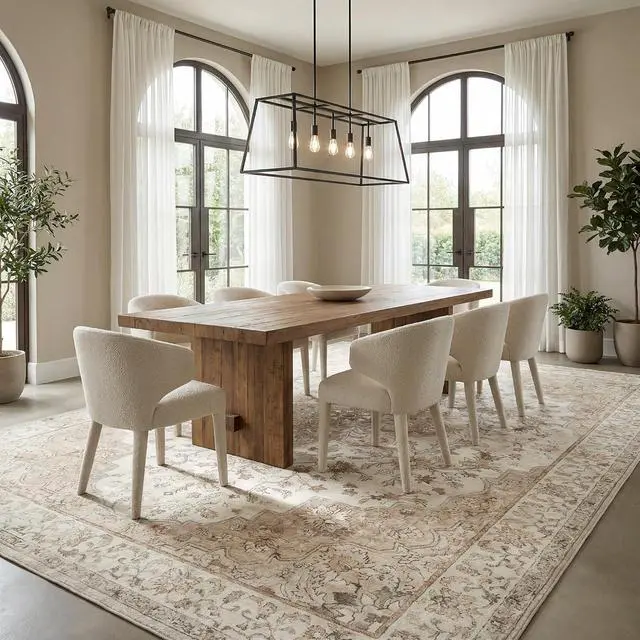 Alt view image 4 of 6 - 5'x7' Boho Area Rugs for Living Room, Machine Washable Stain Resistant Non-Shed Carpet, Floral Area Rug with Non-Slip Backing for Bedroom, Dining Room, Dorm, Office