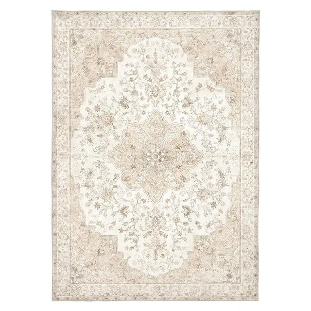 Alt view image 5 of 6 - 5'x7' Boho Area Rugs for Living Room, Machine Washable Stain Resistant Non-Shed Carpet, Floral Area Rug with Non-Slip Backing for Bedroom, Dining Room, Dorm, Office