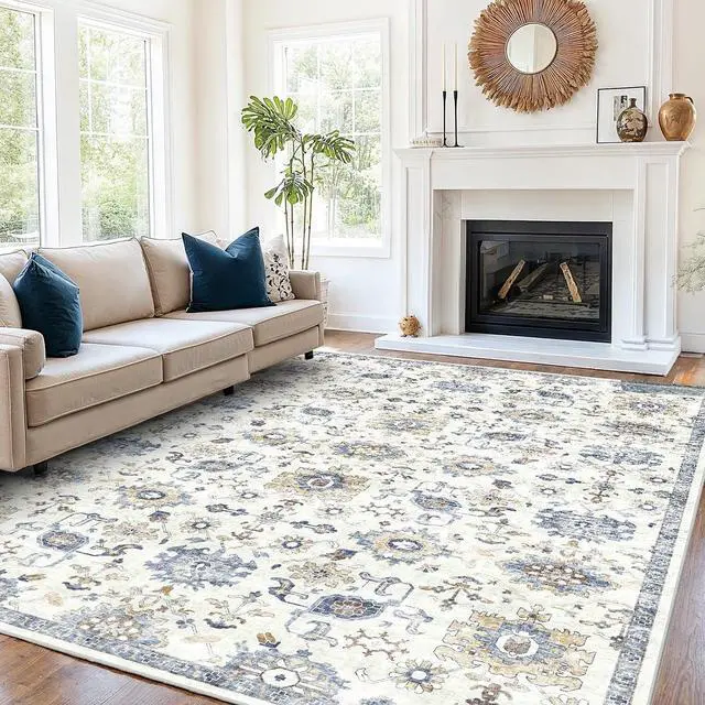 Main image of 8'x10' Area Rugs for Living Room, Machine Washable Rugs Vintage Area Rug for Bedroom Dining Room Dorm Office with Non-Slip Backing, Stain Resistant Non-Shed Carpet