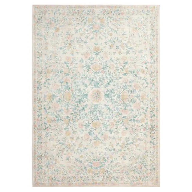 Alt view image 3 of 5 - 8'x10' Machine-Washable Area Rugs for Living Room, Boho Floral Area Rugs with Non-Slip Backing, Stain Resistant Non-Shed Carpet for Bedroom, Dining Room, Dorm, Office