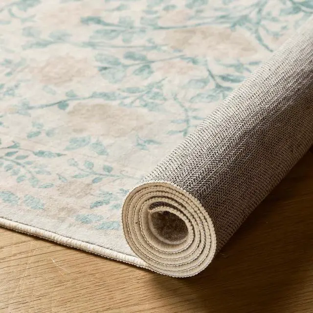Alt view image 4 of 5 - 8'x10' Machine-Washable Area Rugs for Living Room, Boho Floral Area Rugs with Non-Slip Backing, Stain Resistant Non-Shed Carpet for Bedroom, Dining Room, Dorm, Office