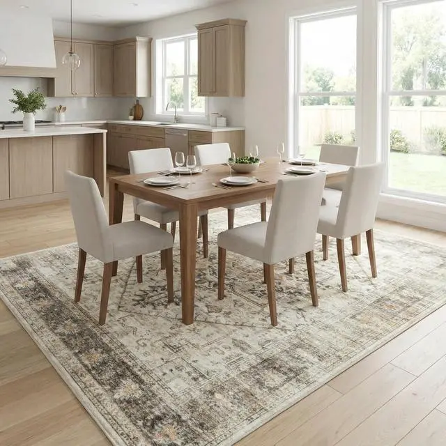 Alt view image 3 of 6 - 6'x9' Machine-Washable Area Rugs for Living Room, Boho Area Rugs with Non-Slip Backing, Stain Resistant Non-Shed Carpet for Bedroom, Yellow