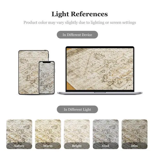Alt view image 5 of 6 - 6'x9' Machine-Washable Area Rugs for Living Room, Boho Area Rugs with Non-Slip Backing, Stain Resistant Non-Shed Carpet for Bedroom, Yellow