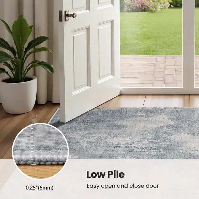 Alt view image 5 of 5 - 9'x12' Area Rugs for Living Room, Machine Washable Abstract Distressed Rugs Indoor Neutral Carpet Rugs for Bedroom Dining Room Office with Non-Slip Backing, Stain Resistant Non-Shed