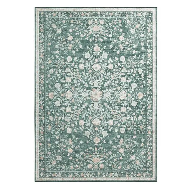 Alt view image 5 of 5 - 8'x10' Boho Area Rugs for Living Room, Machine Washable Floral Area Rug with Non-Slip Backing, Stain Resistant Non-Shed Carpet for Bedroom, Dining Room, Dorm, Office