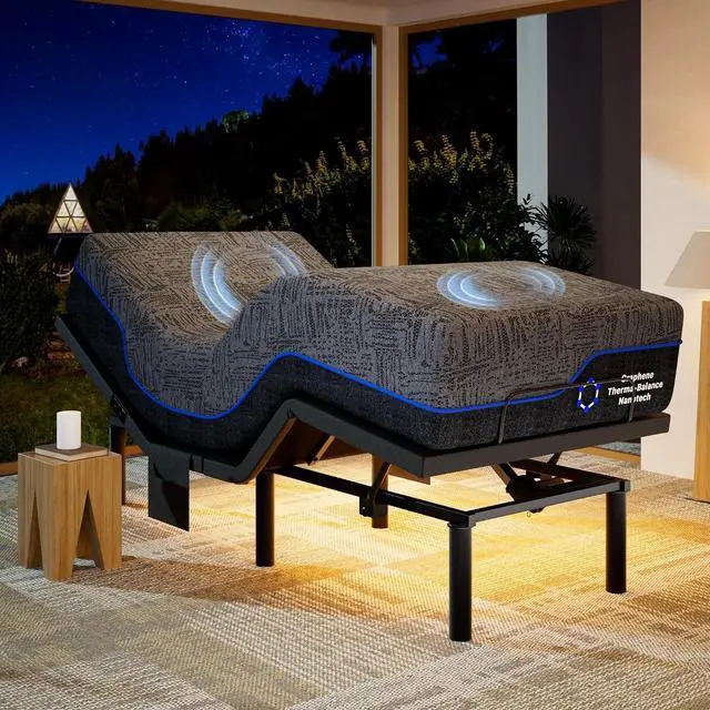 Main image of NS2 Pro Massage Adjustable Base with Mattress Set, Wireless Remote & App Control, Twin XL Adjustable Bed Frame + 14-inch Cooling Gel Memory Foam Mattress