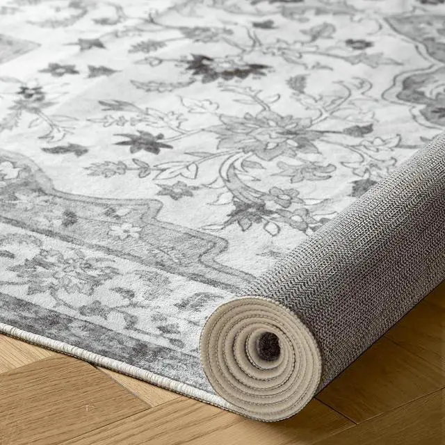 Alt view image 5 of 5 - 8'x10' Machine-Washable Area Rugs for Living Room, Boho Floral Area Rugs with Non-Slip Backing, Stain Resistant Non-Shed Carpet for Bedroom, Dining Room, Dorm, Office