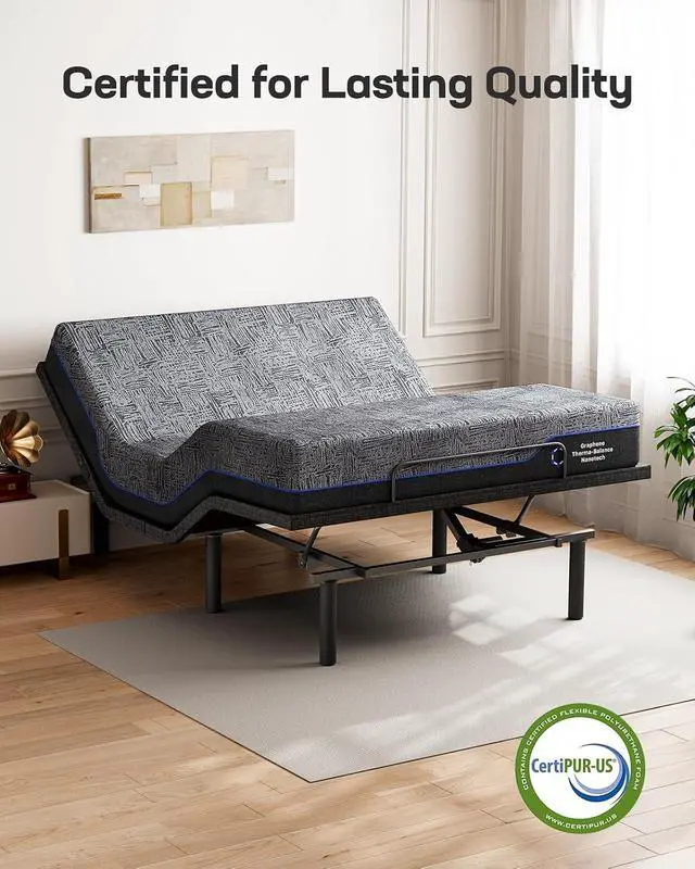 Alt view image 3 of 7 - NS0 Queen Adjustable Bed Base - Smart Dual Motor Bed Frame with Wireless Remote, 3-Min Assembly, Zero Gravity & Anti-Snore Modes, Under Bed Lighting, 4 USB Ports