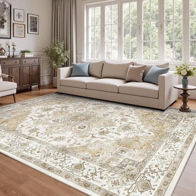 Main image of 8'x10' Area Rugs for Living Room, Machine Washable Rugs Vintage Area Rug for Bedroom Dining Room Dorm Office with Non-Slip Backing, Stain Resistant Non-Shed Carpet