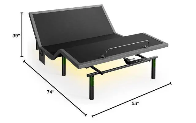 Alt view image 2 of 7 - Full Adjustable Bed Base Frame, 4 Ports USB A&C Adjustable Bed Base with Under-Bed Nightlight, 3 Minutes Fast Assembly, Wireless Remote Control Adjustable Bed with 4 Height Options