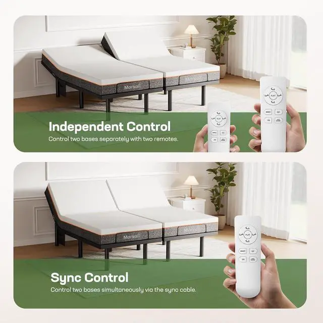 Alt view image 7 of 7 - Split King Adjustable Bed Base with Wireless Remote, Dual Motor Smart Frame with Zero Gravity & Anti-Snore, 4 USB Ports & Under Bed Lighting, Quick 3-Min Setup
