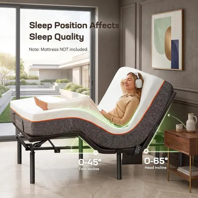 Alt view image 4 of 7 - MS01-2 Twin XL Adjustable Bed Base Massage, App Control & Under-Bed Nightlight, 4-Height Adjustable Frame, 3-Minute Tool-Free Assembly, Wireless Control