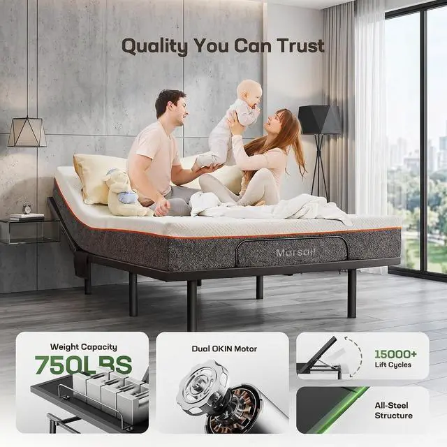 Alt view image 7 of 7 - MS01-2 Twin XL Adjustable Bed Base Massage, App Control & Under-Bed Nightlight, 4-Height Adjustable Frame, 3-Minute Tool-Free Assembly, Wireless Control