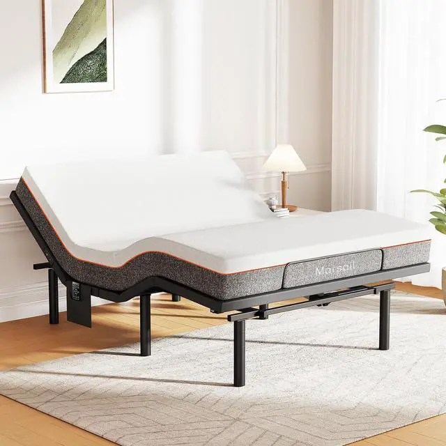 Main image of MS01-1 Full Adjustable Bed Frame with Massage + 10-inch Gel Memory Foam Mattress, Adjustable Bed Base with Under-Bed Nightlight, Wireless Control Massage Adjustable Bed, Full