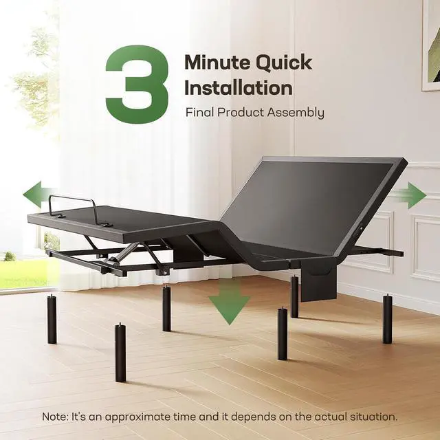 Alt view image 4 of 7 - MS01-1 Full Adjustable Bed Frame with Massage + 10-inch Gel Memory Foam Mattress, Adjustable Bed Base with Under-Bed Nightlight, Wireless Control Massage Adjustable Bed, Full