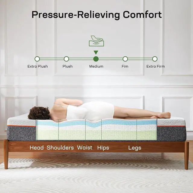 Alt view image 4 of 7 - Queen Size Mattress, 6-inch Gel Memory Foam, Medium-Firm Mattresses in a Box for Pressure Relief & Support, Breathable Cooling Queen Mattress with Zippered Cover