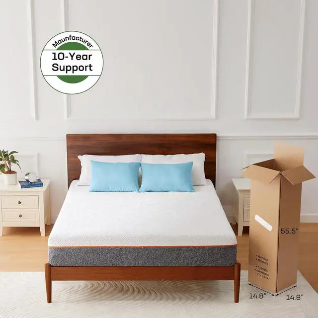 Alt view image 7 of 7 - Queen Size Mattress, 10-inch Gel Memory Foam, Medium-Firm Mattresses in a Box for Pressure Relief & Support, Breathable Cooling Queen Mattress with Zippered Cover